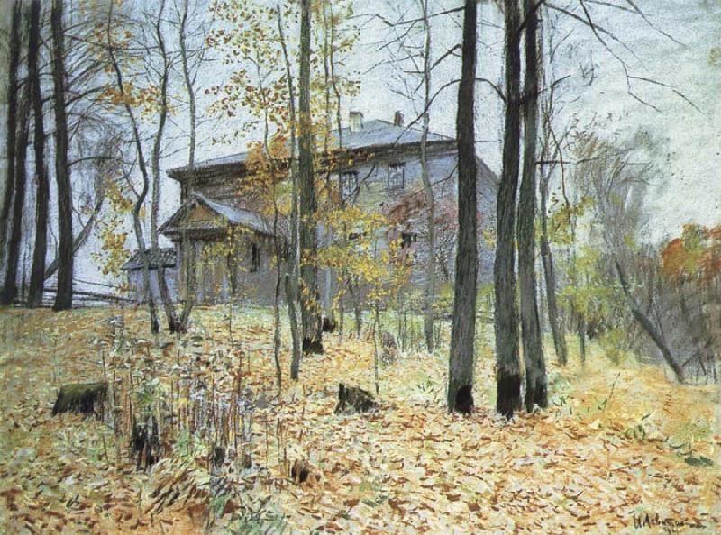 Levitan, Isaak Autumn good house Germany oil painting art